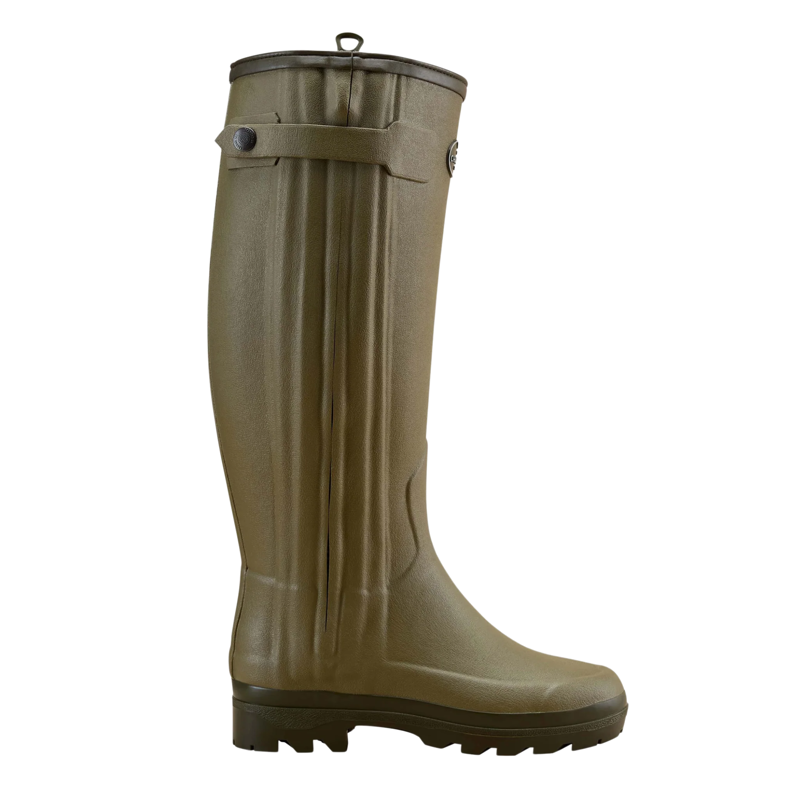 Le Chameau Chasseur Women's Neoprene Lined Zip Wellington Boot in Vert Vierzon-1